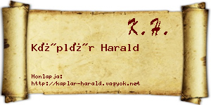 Káplár Harald névjegykártya